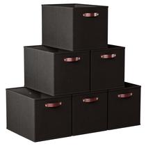 Caixas de cubo de armazenamento Ornavo Home Kallax 13x15x13cm, pacote com 6 unidades, pretas Caixas de cubo de armazenamento Ornavo Home Kallax 13x15x13cm, pacote com 6 unidades, pretas