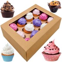 Caixas de cupcake BAKELUV Brown, 12 recipientes para cupcakes, pacote com 25 Caixas de cupcake BAKELUV Brown, 12 recipientes para cupcakes, pacote com 25
