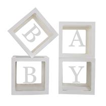 Caixas de decoração de chá de bebê QPEY transparentes 4 unidades