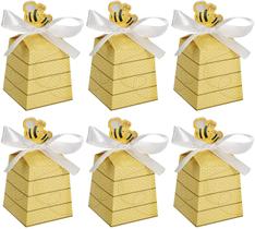 Caixas de doces KUPOO Bumble Bee Beehive Caixa de presente 50 unidades com fitas