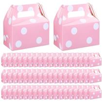 Caixas de lembrancinhas de festa TecUnite Pink Polka Dot com alças 16x16x9cm