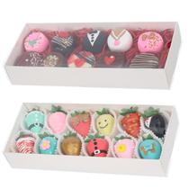 Caixas de morangos com cobertura de chocolate TEMLQPACK, pacote com 50 Caixas de morangos com cobertura de chocolate TEMLQPACK, pacote com 50