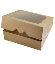 Caixas de padaria CHERRY, pacote com 15, 25x25x8cm com janela de PVC marrom Caixas de padaria CHERRY, pacote com 15, 25x25x8cm com janela de PVC marrom