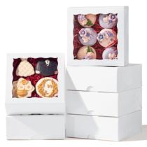 Caixas de padaria JCXGRVC 100PCS 15.24x15.24x6.2cm com janela Caixas de padaria JCXGRVC 100PCS 15.24x15.24x6.2cm com janela