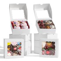 Caixas de padaria JCXGRVC 50 unidades brancas 12,7x12,7x6cm com janela