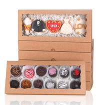 Caixas de padaria JCXGRVC 50 unidades marrons com janela 30,5 x 12,7 x 3,8 cm