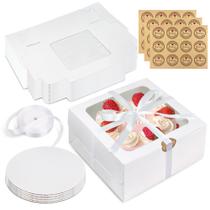 Caixas de padaria KEEPARTY brancas com janela 28 unidades 20x20x10cm