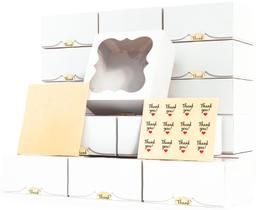 Caixas de padaria Leafiew, pacote de 30, 15x15x7,5 cm com janela branca Caixas de padaria Leafiew, pacote de 30, 15x15x7,5 cm com janela branca
