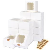 Caixas de padaria Moretoes 50 unidades brancas 10x10x6cm com janela e adesivos Caixas de padaria Moretoes 50 unidades brancas 10x10x6cm com janela e adesivos