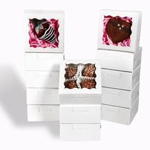 Caixas de padaria Romantic Baking 8,2 x 8,2 x 3,9 cm com janela 100 unidades