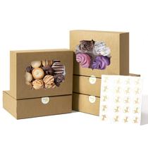 Caixas de padaria Shallive 30 unidades de 20x15x6cm com janelas de papelão marrom