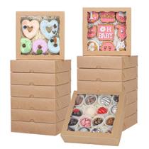 Caixas de padaria TEMLQPACK 30 unidades 20,3 x 20,3 x 5 cm marrons com janela Caixas de padaria TEMLQPACK 30 unidades 20,3 x 20,3 x 5 cm marrons com janela