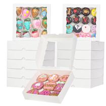 Caixas de padaria TEMLQPACK 50 unidades brancas com janela 20,3 x 20,3 x 5 cm