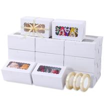 Caixas de padaria Ybaoo 65 PCS com janela 16x9x7,5 cm brancas