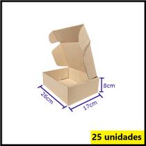 Caixas de papelão para ecommerce/correio 26x17x8 Parda - kit 25 unidades