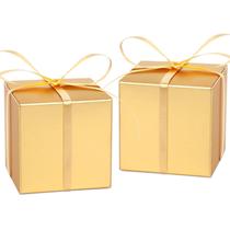 Caixas de presente Aacortalk Mini Gold 5x5x5cm com fitas 100 unidades