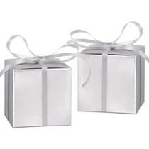 Caixas de presente Aacortalk Mini Silver 5x5x5cm com fitas (100 unidades)