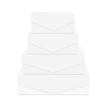 Caixas de presente BLK&WH, conjunto de 4 tampas magnéticas brancas foscas Caixas de presente BLK&WH, conjunto de 4 tampas magnéticas brancas foscas