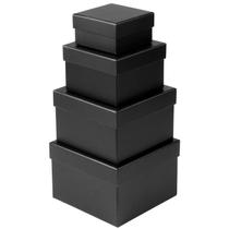 Caixas de presente Briful Square Black, conjunto de 4 tamanhos variados