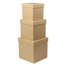 Caixas de presente Briful Square Brown, conjunto de 3 tamanhos variados