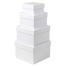Caixas de presente Briful Square White, conjunto de 4 tamanhos variados