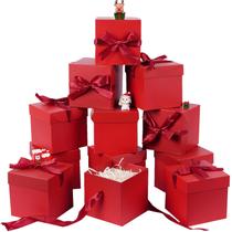 Caixas de presente com pacote de elefante, pacote com 12 caixas de fita vermelha de 10 x 10 x 10 cm Caixas de presente com pacote de elefante, pacote com 12 caixas de fita vermelha de 10 x 10 x 10 cm