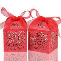 Caixas de presente COTOPHER 100 unidades, 5x5x7 cm, vermelhas com fita Caixas de presente COTOPHER 100 unidades, 5x5x7 cm, vermelhas com fita