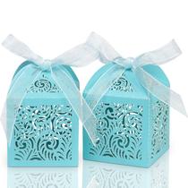 Caixas de presente COTOPHER 100 unidades de fita azul celeste de 5x5x7cm Caixas de presente COTOPHER 100 unidades de fita azul celeste de 5x5x7cm