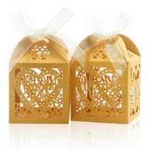 Caixas de presente COTOPHER Laser Cut 100 unidades Thank You Wedding Gold Caixas de presente COTOPHER Laser Cut 100 unidades Thank You Wedding Gold