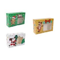 Caixas De Presente De Natal 6 Peças Em Papel Kraft Com Janela Para Embalagem De Biscoitos, Snacks E