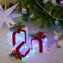 Caixas de Presente de Natal Iluminadas SANHSEHOME - Conjunto com 3 Caixas e 60 LEDs