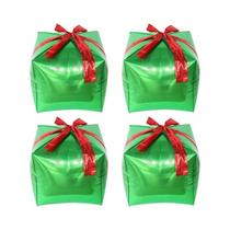 Caixas De Presente De Natal Vermelhas E Verdes 4pcs Balões De Folha De 22 Polegadas Decorações Para