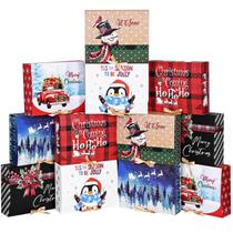 Caixas de Presente de Natal WLUSEAXI (12 Unidades) - Grandes com Tampas (30x25x7,8cm)