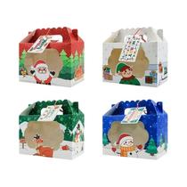 Caixas De Presente De Papel De Natal Sortidas Com 4 Designs, 12 Peças, Com Janelas E Etiquetas Para