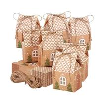 Caixas De Presente Em Forma De Casa De Natal Em Papel Kraft Para Embalagem De Doces E Biscoitos Para Caixas De Presente Em Forma De Casa De Natal Em Papel Kraft Para Embalagem De Doces E Biscoitos Para