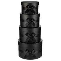 Caixas de presente GNFlus Black com tampas e fita de laço, conjunto de 4