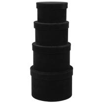 Caixas de presente GNFlus Black Velvet Round Nesting, conjunto de 4