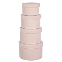 Caixas de presente GNFlus, conjunto de 4 caixas redondas de veludo rosa claro Caixas de presente GNFlus, conjunto de 4 caixas redondas de veludo rosa claro