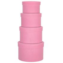 Caixas de presente GNFlus, conjunto de 4 peças, veludo rosa, redondas, 20x20x13 cm