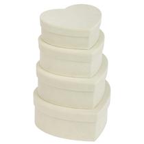 Caixas de presente GNFlus Heart Shape Velvet Nesting, pacote com 4
