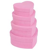 Caixas de presente GNFlus, pacote com 4 unidades, Pink Heart Velvet Nesting
