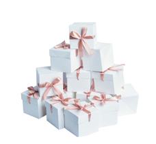 Caixas de presente GP SUP 15x15x15 cm brancas com fita, 12 unidades Caixas de presente GP SUP 15x15x15 cm brancas com fita, 12 unidades