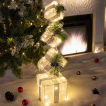 Caixas de presente iluminadas de Natal Hourleey, conjunto de 4 LED de 3 pés e 70