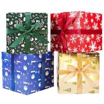 Caixas de presente JWSCYSY, 4 peças, 22x22x22 cm, desenhos de Natal Caixas de presente JWSCYSY, 4 peças, 22x22x22 cm, desenhos de Natal