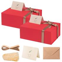 Caixas de presente LIFELUM, pacote com 2, 35x21x11 cm, tampa magnética vermelha