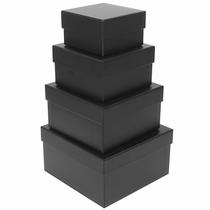 Caixas de presente Nesting CHARMGIFTBOX, pacote com 4, pretas e quadradas