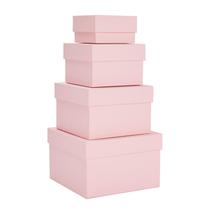 Caixas de presente Nesting Stockroom Plus, pacote com 4 tampas rosa