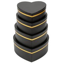Caixas de presente Oairse Black Heart em forma de coração para flores, conjunto de 4 Caixas de presente Oairse Black Heart em forma de coração para flores, conjunto de 4