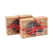 Caixas De Presente Para Biscoitos De Natal Com Janela Transparente E Fitas De Natal, Embalagem Para