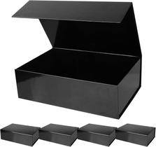 Caixas de presente RayofSun Black com tampas magnéticas, 5 unidades